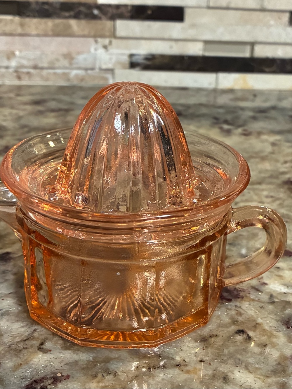 Orange Glass Citrus Juicer with Handle - vintage